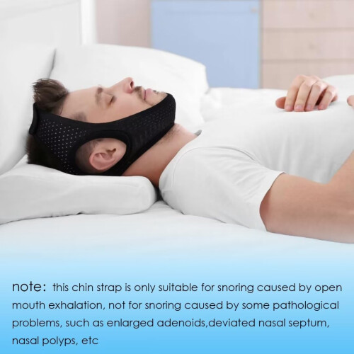 Anti-Snore Chin Strap Adjustable Breathable Black 2