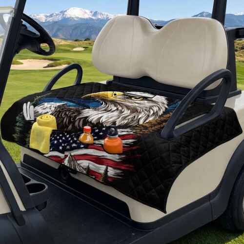 Bald Eagle Golf Cart Seat Covers with 4 Pockets Non-Slip US 1
