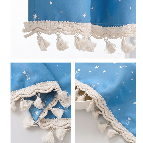 Star Pattern Curtain with Tassel Fringe Short Style 1