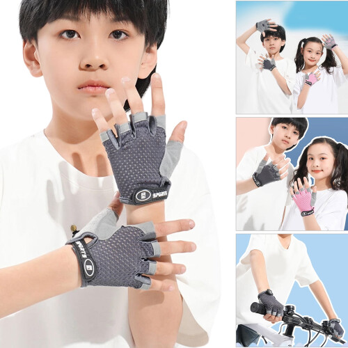 Kids Protective Cycling Gloves Half-Finger Sweat-Resistant 1