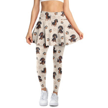 Beige Dachshund Yoga Skirt with Leggings XL