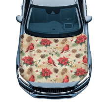 Poinsettia Bird Car Hood Cover Waterproof Polyester