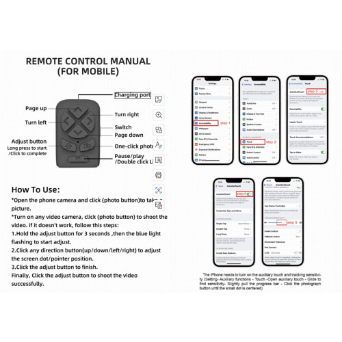 Black Compact Bluetooth Remote with Type-C Charging 1 Pack 2
