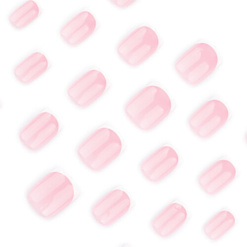Short Square Press-On Nails French Tip Glossy 24-Pack 2