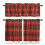 Buffalo Plaid Kitchen Curtains Set Retro Green Red Grid Rod 1