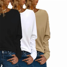 Women's Plus Size Long Sleeve Crew Neck T-Shirts 3-Pack