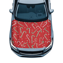 Christmas Candy Cane Car Hood Cover Stretchable Universal