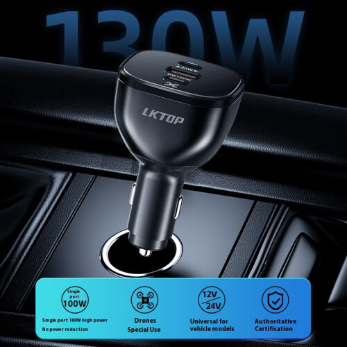 USB-C Car Charger 130W 3-Port PD for DJI Drones 2
