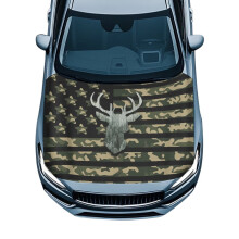 Waterproof Elastic Car Hood Cover Camo American Flag Design