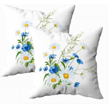 Ensemble de 2 housses de coussin décoratives à motifs de fleurs sauvages d'été, 45 x 45 cm