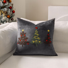 Housse de coussin en velours brodé en forme d'étoile pour sapin de Noël, 45 x 45 cm