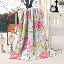 Vintage Floral Throw Blanket Pink Rose Peony Design 50x60 in