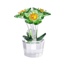 Love Flower Figurine Crystal Glass Bouquet Grass Green