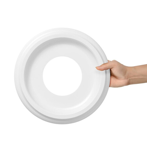 Pacote com 4 Medalhões de Teto de Nylon Moldado Branco para Luminárias e Ventiladores de Teto 10 Polegadas de X 4 Polegadas de X 1-2/8 Polegadas P 2