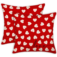 Housses de coussin Saint-Valentin motif cœur rouge et blanc, 2 pièces, 45 x 45 cm