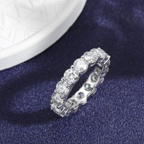 Moissanite Row Ring 925 Sterling Silver 5mm 1