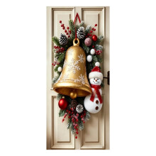 Décoration de porte bonhomme de neige de Noël 35 x 71 pouces