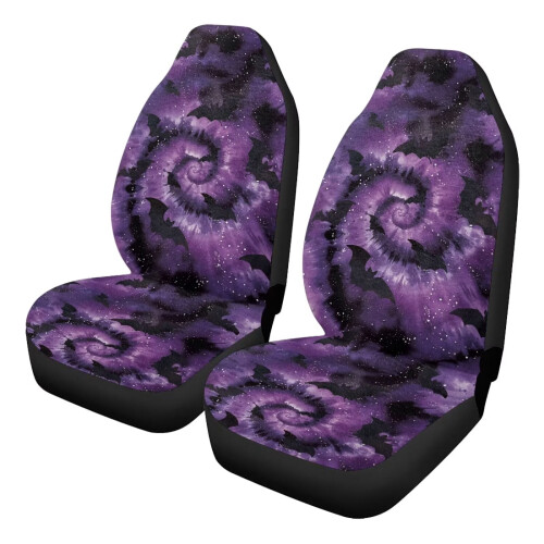 Καλύμματα καθισμάτων αυτοκινήτου Tie-Dye μωβ σε χρώμα κοραλί βελούδο, 2 τεμάχια