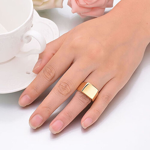 Wedding Ring Stainless Steel Square Band for Men Silver 1