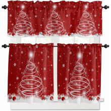 Ensemble de rideaux de cuisine rouges à œillets, 91 cm (36 pouces), motif sapin