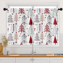Rideaux de cuisine de Noël, motif sapin abstrait, 27,5 x 36