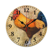 Horloge murale silencieuse Ă piles, motif coq, fonctionnant sur piles