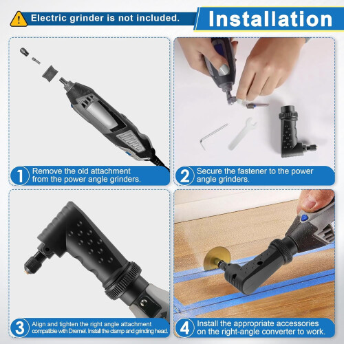 Right Angle Rotary Tool Attachment with Fixed Shaft Silver 1