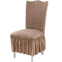 Housse de chaise extensible à carreaux à bulles beige et gris égyptien