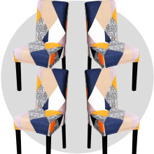 Ensemble de 4 housses de chaise extensibles imprimées, lavables et amovibles