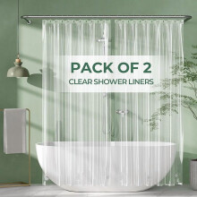 Lot de 2 rideaux de douche en PEVA 72 x 96 pouces avec pierres lestées