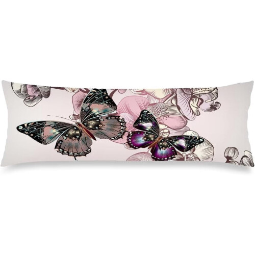 Housse de coussin papillon rose 51 x 137 cm