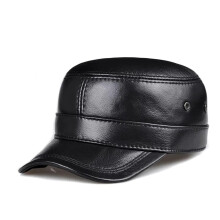 Men's Genuine Leather Baseball Cap Black Brown 54-62 cm