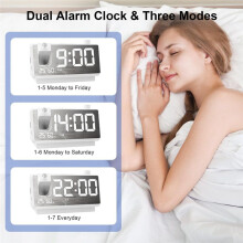 Projection Alarm Clock for Bedroom with RGB Night Light,7In Large LED Display,Dual Alarms,Temperature&Humidity,Snooze B