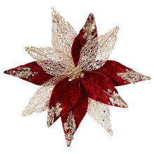 Poinsettia artificiel à paillettes, décoration de Noël, 29 cm