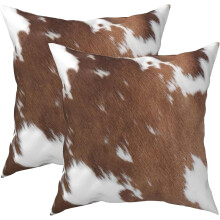 Housses de coussin à motif peau de vache marron 45 x 45 cm (lot de 2)
