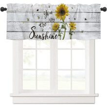 Cantonnière à motif tournesols et abeilles, passe-tringle, 137 x 46 cm (54 x 18 pouces)
