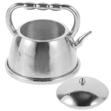 Mini Teapot Model Silver Office Tea Kettle 2.7x2.2 cm