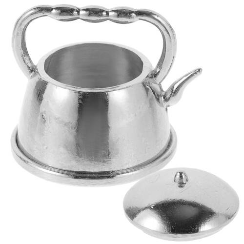 Mini Teapot Model Silver Office Tea Kettle 2.7x2.2 cm