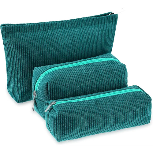 Corduroy make-uptassenset voor dames, 3-delig