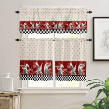 Ensemble de rideaux et cantonnières de cuisine style ferme, 3 pièces, 24