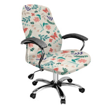 Housse de chaise de bureau à domicile à motif floral papillon et feuilles douce