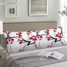 Housse de coussin de corps Ă motif floral aquarelle fleurs de cerisier 20x54