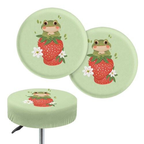 Housse de tabouret de bar Frog Strawberry, coussin taille S, lot de 2
