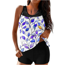 Ensemble tankini pour femme, maillot de bain taille haute avec soutien-gorge intégré