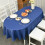 Blaue ovale Tischdecke aus Polyester, 155 x 259 cm 1