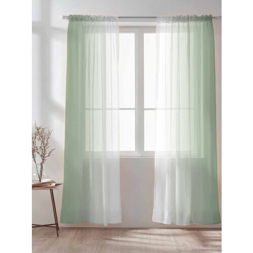 Sage Green White Gradient Sheer Curtains 52x108 Rod Pocket 1