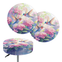 Ensemble de 2 housses de tabouret rondes Ă motif colibri et fleurs, 35,5-40,5 cm