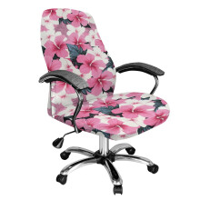 Housse de chaise lavable Ă motif hibiscus, taille L, pour chaises pivotantes standard