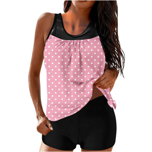 Γυναικείο σετ μαγιό Tankini με ψηλή μέση και ενσωματωμένο σουτιέν
