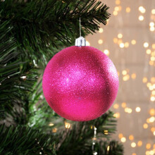 Boule de Noël à paillettes de 15 cm (6 pouces) en plastique incassable